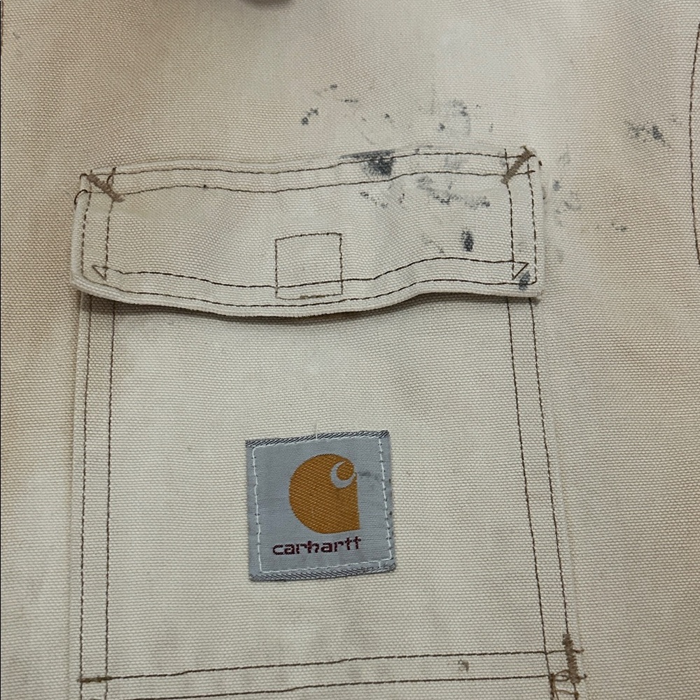 Vintage Carhartt Jacket XL Tan Thrashed Distressed Quilted Chore Barn - Picture 3 of 16